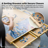 Darrahopens Gift & Novelty > Games > Jigsaw Puzzles & Accessories Social Hike 1500pcs Puzzle Board 6 Drawer with Cover - Wooden Rotating Tabletop