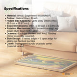 Darrahopens Gift & Novelty > Games > Jigsaw Puzzles & Accessories Social Hike 1500pcs Puzzle Board 6 Drawer with Cover - Wooden Rotating Tabletop