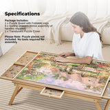 Darrahopens Gift & Novelty > Games > Jigsaw Puzzles & Accessories Social Hike 1500pcs Puzzle Board Table 6 Drawer with Cover - Wooden Folding Legs