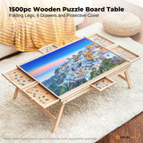 Darrahopens Gift & Novelty > Games > Jigsaw Puzzles & Accessories Social Hike 1500pcs Puzzle Board Table 6 Drawer with Cover - Wooden Folding Legs