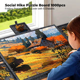 Darrahopens Gift & Novelty > Games > Jigsaw Puzzles & Accessories Social Hike Puzzle Felt Board 1000pcs - Folding Portable Stand Cover and Drawers