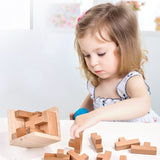 Darrahopens Gift & Novelty > Games > Jigsaw Puzzles & Accessories Wooden Brain Teaser Puzzle - 3D Cube Puzzle Game for Adults and Kids - Natural Wood Block Puzzle (2.75 Inches)