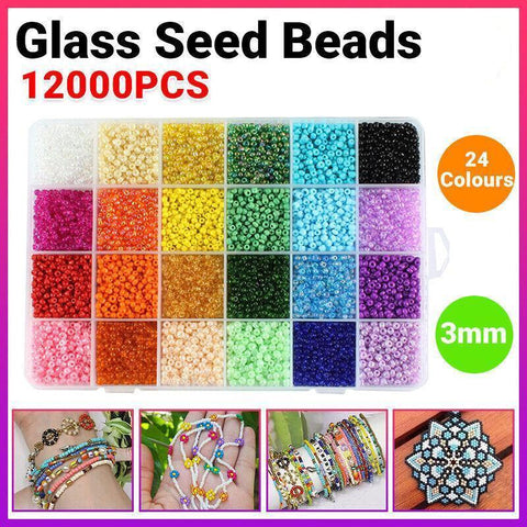Darrahopens Gift & Novelty > Novelty > Jewellery Making Kits 12000Pcs 3mm 24-Colour Glass Seed Bracelet Beads Kit