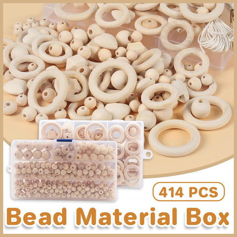 Darrahopens Gift & Novelty > Novelty > Jewellery Making Kits 414pcs DIY Beading Kit Round Wooden Beads Set Craft Jewelry Supplies Home Decor