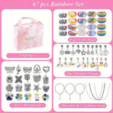 Darrahopens Gift & Novelty > Novelty > Jewellery Making Kits 67PCS Pink DIY Charm Necklace & Bracelet Making Kit - Creative Jewelry Craft Set with Colorful Drip Oil Pendants & Metal Beads