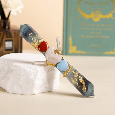 Darrahopens Gift & Novelty > Novelty > Jewellery Making Kits Handmade Crystal Wand Natural Stone Scepter Raw Gemstone Magic Wand Healing Tool Green Fluorite A