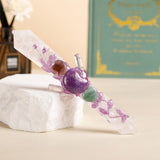 Darrahopens Gift & Novelty > Novelty > Jewellery Making Kits Handmade Crystal Wand Natural Stone Scepter Raw Gemstone Magic Wand Healing Tool White Crystal B