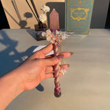Darrahopens Gift & Novelty > Novelty > Jewellery Making Kits Handmade Crystal Wand, Raw Gemstone Scepter, Natural Magic Wand Rose Quartz