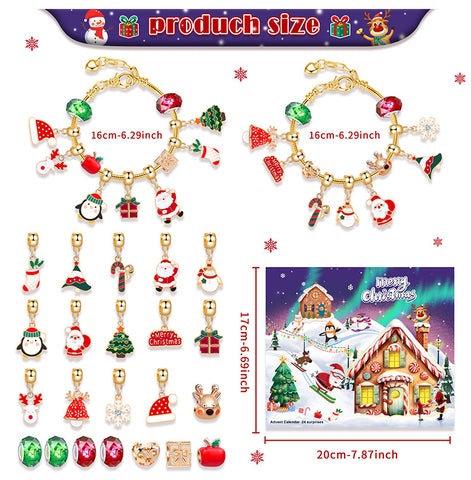 Darrahopens Gift & Novelty > Novelty > Jewellery Making Kits M-23 Christmas Jewelry Advent Calendar - DIY Charm Bracelet Kit with 24 Days of Surprises