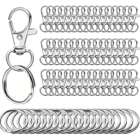 Darrahopens Gift & Novelty > Novelty > Jewellery Making Kits Stainless Steel Button Lock Carabiner Keychains 100pcs Silver