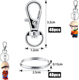 Darrahopens Gift & Novelty > Novelty > Jewellery Making Kits Stainless Steel Button Lock Carabiner Keychains 100pcs Silver