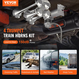 Darrahopens Gift & Novelty > Novelty > Jewellery Making Kits VEVOR Train Horns Kit, 4 Trumpet Air Horn Kit, 150dB Train Horns for Pickup Trucks, 12V 160 psi Air Compressor 2.6 Gal/10 L Tank with Gauge for Any 12V Vehicle Car Truck Train Van Boat