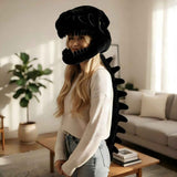 Darrahopens Gift & Novelty > Novelty > Novelty Gifts 120CM Black Funny Dinosaur Skeleton Plush Headwear – Quirky Bone Fossil Plushie Hat & Huggable Doll for Party Costumes and Birthday Gifts