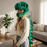 Darrahopens Gift & Novelty > Novelty > Novelty Gifts 120CM Green Funny Dinosaur Skeleton Plush Headwear – Quirky Bone Fossil Plushie Hat & Huggable Doll for Party Costumes and Birthday Gifts