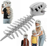Darrahopens Gift & Novelty > Novelty > Novelty Gifts 120CM Grey Funny Dinosaur Skeleton Plush Headwear – Quirky Bone Fossil Plushie Hat & Huggable Doll for Party Costumes and Birthday Gifts