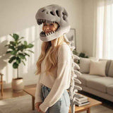 Darrahopens Gift & Novelty > Novelty > Novelty Gifts 120CM Grey Funny Dinosaur Skeleton Plush Headwear – Quirky Bone Fossil Plushie Hat & Huggable Doll for Party Costumes and Birthday Gifts