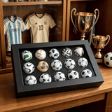 Darrahopens Gift & Novelty > Novelty > Novelty Gifts 1970-2026 Handmade Mini Football Ornaments, 15 Classic Reproductions, Leather Hand-Stitched, with Acrylic Display Case, Desktop Decoration and Fan Collection Memorabilia.