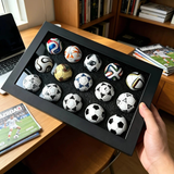 Darrahopens Gift & Novelty > Novelty > Novelty Gifts 1970-2026 Handmade Mini Football Ornaments, 15 Classic Reproductions, Leather Hand-Stitched, with Acrylic Display Case, Desktop Decoration and Fan Collection Memorabilia.
