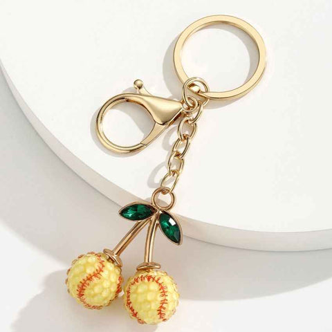 Darrahopens Gift & Novelty > Novelty > Novelty Gifts 2 Pcs Yellow baseball shape Creative Sports Ball Cherry Keychain – Cute Resin Charm for Car Keys, Bags & Backpacks