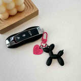 Darrahopens Gift & Novelty > Novelty > Novelty Gifts 2-Piece Black Balloon Dog Keychain Set with Heart Charm Bag Pendant Cute Couple Gift