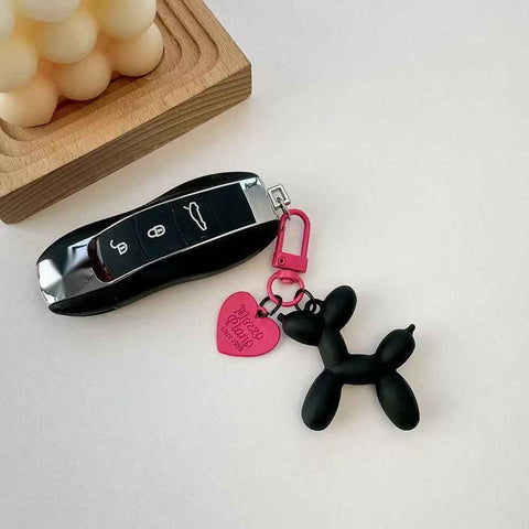 Darrahopens Gift & Novelty > Novelty > Novelty Gifts 2-Piece Black Balloon Dog Keychain Set with Heart Charm Bag Pendant Cute Couple Gift