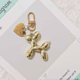 Darrahopens Gift & Novelty > Novelty > Novelty Gifts 2-Piece Golden Balloon Dog Keychain Set with Heart Charm Bag Pendant Cute Couple Gift