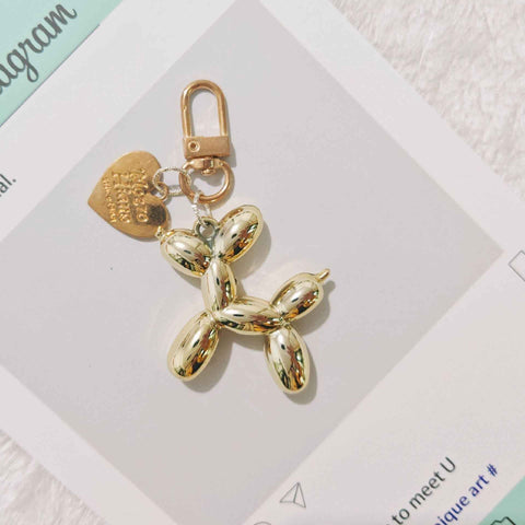 Darrahopens Gift & Novelty > Novelty > Novelty Gifts 2-Piece Golden Balloon Dog Keychain Set with Heart Charm Bag Pendant Cute Couple Gift
