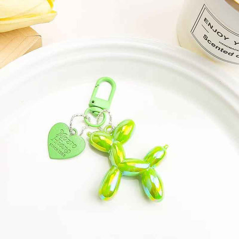 Darrahopens Gift & Novelty > Novelty > Novelty Gifts 2-Piece Green Balloon Dog Keychain Set with Heart Charm Bag Pendant Cute Couple Gift