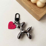 Darrahopens Gift & Novelty > Novelty > Novelty Gifts 2-Piece Gun black Balloon Dog Keychain Set with Heart Charm Bag Pendant Cute Couple Gift