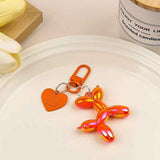 Darrahopens Gift & Novelty > Novelty > Novelty Gifts 2-Piece Orange Balloon Dog Keychain Set with Heart Charm Bag Pendant Cute Couple Gift