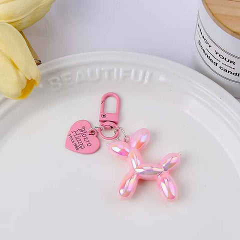 Darrahopens Gift & Novelty > Novelty > Novelty Gifts 2-Piece Pink Balloon Dog Keychain Set with Heart Charm Bag Pendant Cute Couple Gift