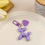 Darrahopens Gift & Novelty > Novelty > Novelty Gifts 2-Piece Purple Balloon Dog Keychain Set with Heart Charm Bag Pendant Cute Couple Gift