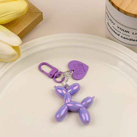 Darrahopens Gift & Novelty > Novelty > Novelty Gifts 2-Piece Purple Balloon Dog Keychain Set with Heart Charm Bag Pendant Cute Couple Gift