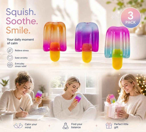 Darrahopens Gift & Novelty > Novelty > Novelty Gifts 3 Pack Popsicle Squishy Purple Orange Blue, Varied Shades For Daily Mental Relaxation, Relief Kit In Australia - Darrahopens