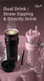Darrahopens Gift & Novelty > Novelty > Novelty Gifts 710ML Black Luxury Gradient Textured Aurora Starry Night Insulated Travel Mug (Bow Pendant Gift Box) – 316 Stainless Steel Car Coffee Tumbler with Pop-Up Straw Dual Lid, Sinking Tea Infuser Ball and Cup Sleeve