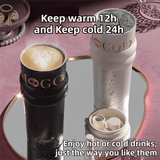 710ML Pink Luxury Gradient Textured Aurora Starry Night Insulated Travel Mug (Bow Pendant Gift Box) – 316 Stainless Steel Car Coffee Tumbler with Pop-Up Straw Dual Lid, Sinking Tea Infuser Ball and Cup Sleeve