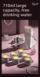 Darrahopens Gift & Novelty > Novelty > Novelty Gifts 710ML Silver Luxury Gradient Textured Aurora Starry Night Insulated Travel Mug (Bow Pendant Gift Box) – Ceramic Liner Car Coffee Tumbler with Pop-Up Straw Dual Lid, Sinking Tea Infuser Ball and Cup Sleeve