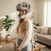 Darrahopens Gift & Novelty > Novelty > Novelty Gifts 80CM Grey Funny Dinosaur Skeleton Plush Headwear – Quirky Bone Fossil Plushie Hat & Huggable Doll for Party Costumes and Birthday Gifts