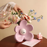 Darrahopens Gift & Novelty > Novelty > Novelty Gifts Artistic Floral Smiling Face Vase - Modern Ceramic Decor with Gloss Finish(Osmanthus yellow)