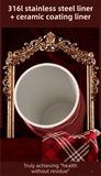 Darrahopens Gift & Novelty > Novelty > Novelty Gifts Black British Equestrian Plaid 710ML Insulated Travel Mug with Dual-Drink Lid, Straw & Straw Cap - Ceramic Liner Car Coffee Tumbler with Tea Water Separator Ball and Matching Protective Sleeve (Delux Gift Box)