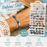 Darrahopens Gift & Novelty > Novelty > Novelty Gifts Boho Braided Shell & Crystal Bracelet Set – 12-Piece Adjustable Woven Jewelry with Conch, Beads & Stone Charms
