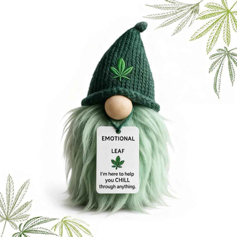 Darrahopens Gift & Novelty > Novelty > Novelty Gifts Emotional Support Weed Gnome Crocheted Doll – Handmade Knitted Plush Table Desktop Figurine with Beanie & Motivational Tag, Novelty Birthday Party Gift