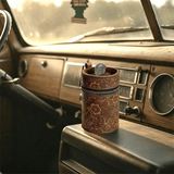 Darrahopens Gift & Novelty > Novelty > Novelty Gifts Genuine Leather Carved Barrel Piggy Bank, Natural Top Grain Cowhide Vintage Relief, Zipper Closure Portable