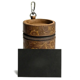 Darrahopens Gift & Novelty > Novelty > Novelty Gifts Genuine Leather Carved Barrel Piggy Bank, Natural Top Grain Cowhide Vintage Relief, Zipper Closure Portable