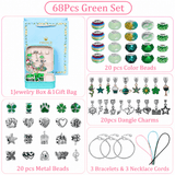 Darrahopens Gift & Novelty > Novelty > Novelty Gifts Green Kids DIY Bead Jewelry Making Kit - 68 Pcs Alloy & Plastic Charm Bracelet & Necklace Set with Storage Box, Creative Birthday Gift for Girls