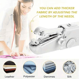 Darrahopens Gift & Novelty > Novelty > Novelty Gifts Handheld Sewing Machine, Mini Portable Sewing Machine, Quick Handheld Sewing Tool, Suitable for Fabric and Clothing (Batteries Not Included, Requires 4 AA Batteries), Colors of Fabric and Thread Spool in Accessories Are Random