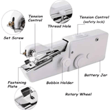Darrahopens Gift & Novelty > Novelty > Novelty Gifts Handheld Sewing Machine, Mini Portable Sewing Machine, Quick Handheld Sewing Tool, Suitable for Fabric and Clothing (Batteries Not Included, Requires 4 AA Batteries), Colors of Fabric and Thread Spool in Accessories Are Random