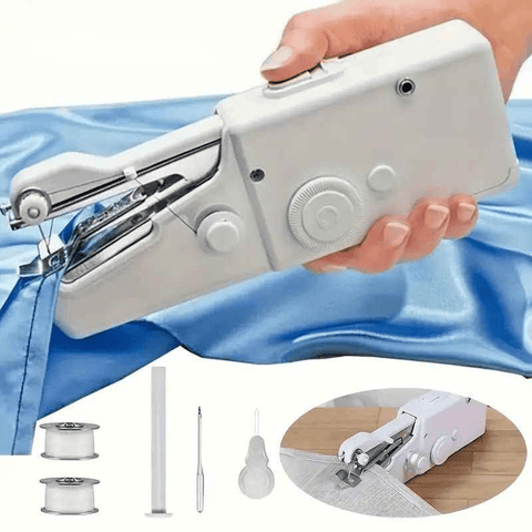 Darrahopens Gift & Novelty > Novelty > Novelty Gifts Handheld Sewing Machine, Mini Portable Sewing Machine, Quick Handheld Sewing Tool, Suitable for Fabric and Clothing (Batteries Not Included, Requires 4 AA Batteries), Colors of Fabric and Thread Spool in Accessories Are Random