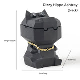Darrahopens Gift & Novelty > Novelty > Novelty Gifts Hippo Ashtray with Lid - Stylish Geometric Decor for Home and Office(Black)