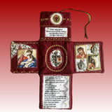 Darrahopens Gift & Novelty > Novelty > Novelty Gifts Mini Handcrafted Catholic Pocket Shrine – Foldable Prayer Altar with Silver Cross, Religious Art & Embroidered Prayers, Portable Faith Companion, 6.5 x 5.5 Inches (Blue)